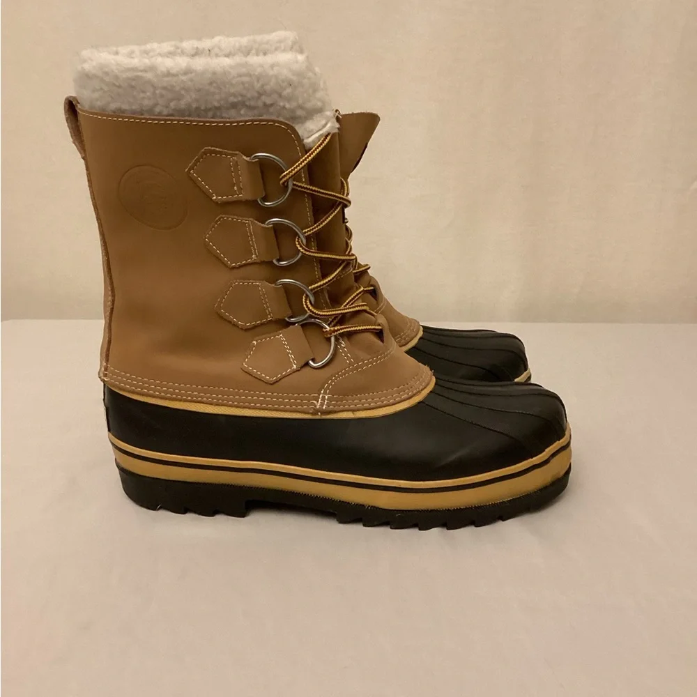Western Chief Men’s Snow Rain Insulated Boots Tan Lace Up Thinsulate Size 8